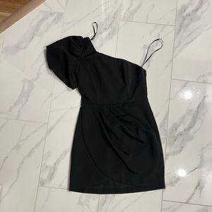 Black one shoulder mini dress